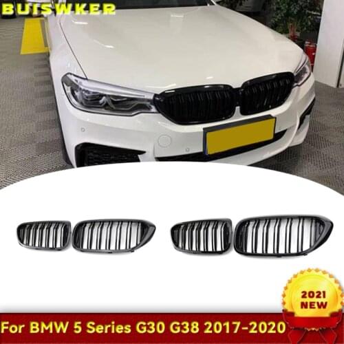 2PCS Car Racing Grill Meteor Diamond Star Style Front Kidney Grille Bumper For BMW 5 Series G30 G31 G38 520i 530i 540i 2018 2019