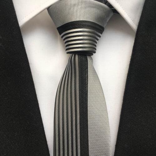 2021 Mens Ties Jacquard Woven Neck Tie Designer Panel Neckties Solid Silver with Black Vertical Diagonal Stripes