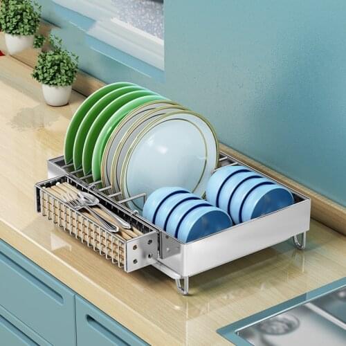 304 Stainless Steel Kitchen Sink Stand Dish Drying Rack Bowls and Plates Storage Shelf Organization Knives Holder Cutlery