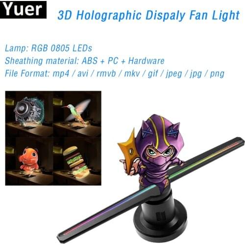 3D Hologram Projector Fan Dynamic Pattern Lights 224Pcs LED Lamp Remote Advertising Display For Mall Subway Shop Road SD Card