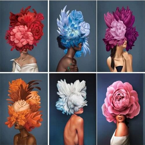 Diamond Painting Woman Flower 5D DIY Full Square/round Diamond Embroidery Body Art Rhinestone Cross Stitch Home Decoration