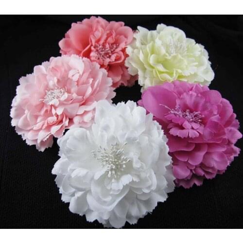Free shipping! 12pcs/lot 4'' Artificial Flower silk peony flower hair alligator clip brooch pin hair accessory