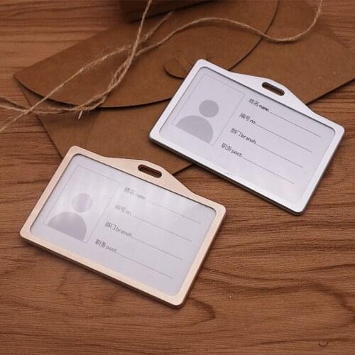 Free shipping 20pcs/lot customized logo ID card holder; metal name badge holder with lanyard id27