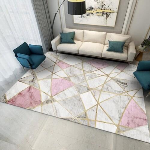 Nordic Style Print Large Carpet Polyester Fiber Non Slip Home Decor Carpets Area Rugs Crystal Velvet Sofa Floor Mat for Bedroom