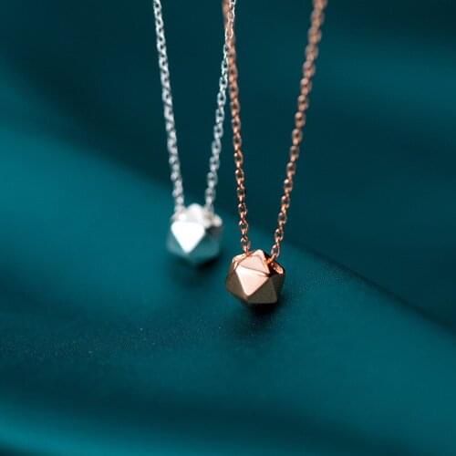 MIQIAO 925 Sterling Silver Necklace Female Pendants Minimalism Fashion Charm Geometry Cut Round Ball Simple Clavicle Chain Women