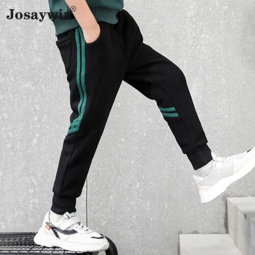 Children Pants for Boys Teenagers Students Kids Pants Elastic Waist Popular Sports Streetwear Striped Long Trousers Clothing