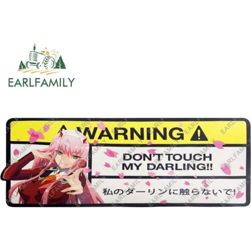 EARLFAMILY 13cm x 4.7cm Cartoon Car Sticker for Don't Touch My Darling Warning Decal Anime Vinyl JDM Window Wall Stickers