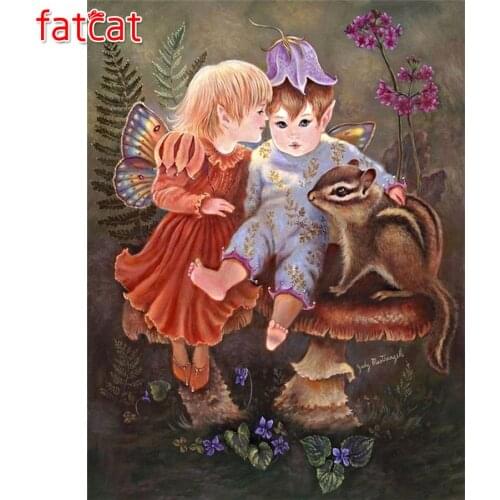FATCAT Squirrel angel 5d diy diamond painting full square round drill diamond embroidery kits wall decoration AE2986