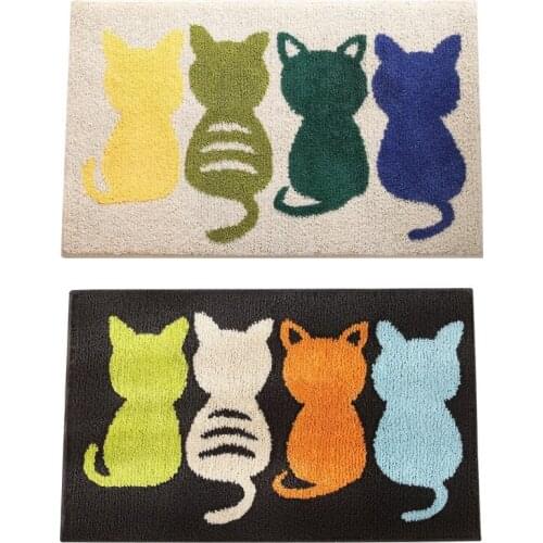 Bath Mat Non-slip Bathroom Carpet Soft Memory Foam Rug Mat kitchen Toilet Colorful Cat Cartoon Floor Decor NEW