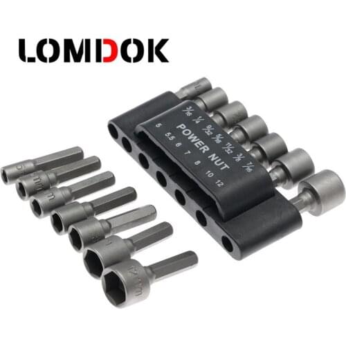 LOMDOK 14pc Nut Driver Set Black Case Dual Metric & Standard Sae 1/4" Shank Screwdrivers Nutdrivers Nut Driver Socket Bits Drill
