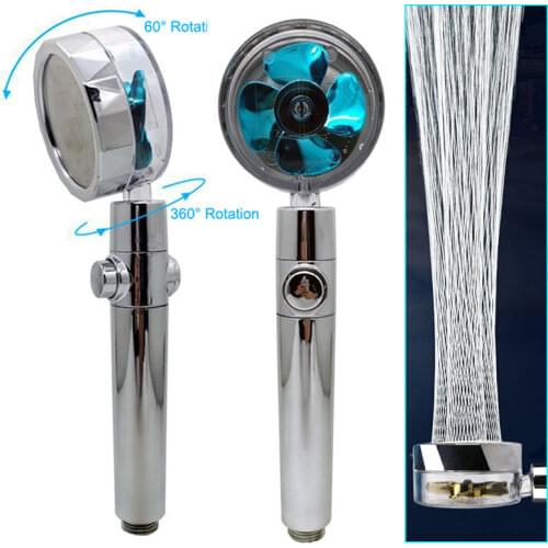2021 Shower Head Water Saving Flow 360 Degrees Rotating With Small Fan ABS Rain High Pressure Spray Nozzle Bathroom Accessories