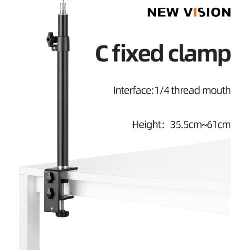 C Clamp Desktop with 1/4 Screw Light Stand Adjustable Aluminum Holder Bracket Stent for LED Light Camera Speedlite Flash