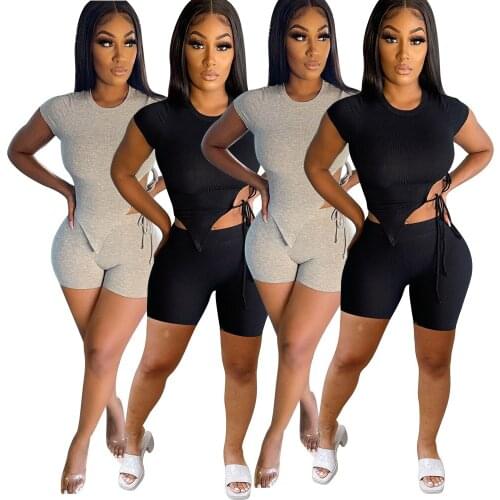 2021 Summer New Womens Clothing Fashion Hang Strips Straps Solid Color Two-Piece Suit