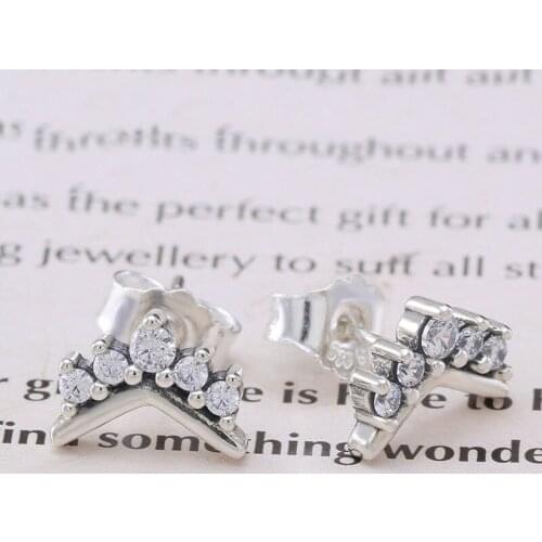 Original S925 Sterling Silver Pan Earring New Crown Wishing Bone Earrings For Women Wedding Gift Fashion Jewelry