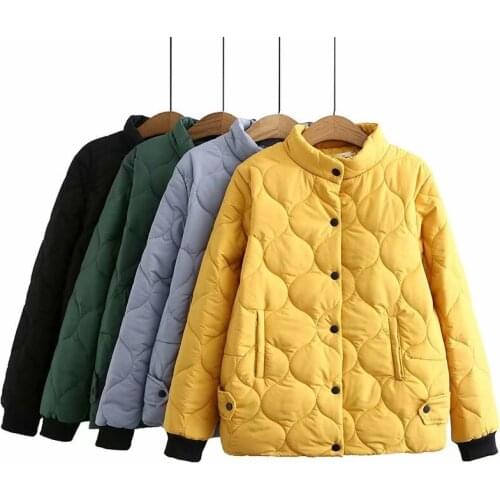 Autumn Winter Short Lightweight Down Cotton Jacket Womens Coats New Stand collar Oversized 4XL Warm Cotton Padded Coat Female