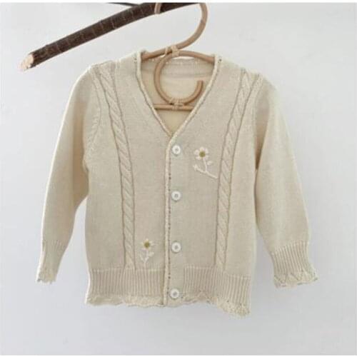 Autumn Baby Girls Long Sleeve Knit Coat Children Kids Girls Coats Spring Baby Girls Embroider Cardigan Coat Clothing