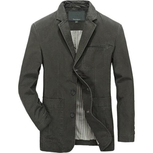 Blazer Jacket Men Cotton Washed Suit Coats Casual Slim Fit Luxury Business Jaqueta Masculina Outwear Military Bomber Jackets