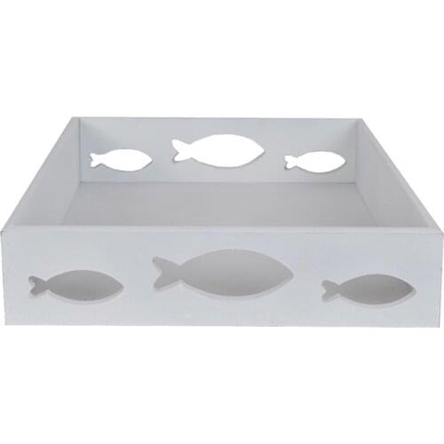 White Wooden Decorative Tray Width 30 cm Length 40 cm Height 7 cm Color White Wood Type MDF
