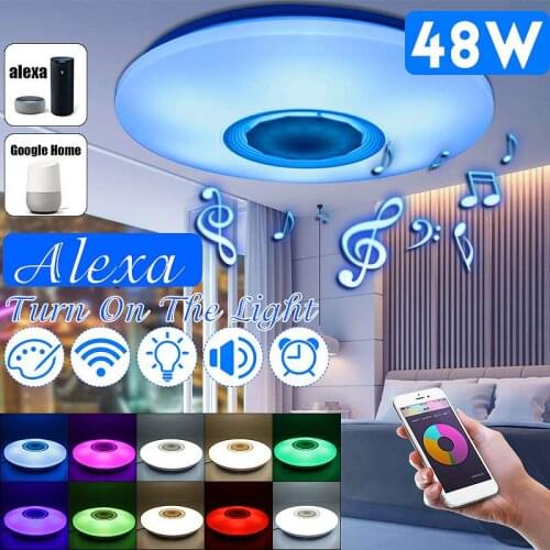 48W Ceiling Light Dimmable Music bluetooth Speaker Down Lamp APP Remote And Voice Control Multi Color AC110-260V Indoor Bedroom