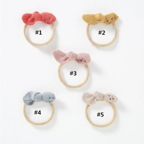 36pc/lot New Crochet Bows Nylon Baby Headband, Wool Knitted Hair Bow Nylon Headband Bunny Ear Headband for Girl Hair Accessories