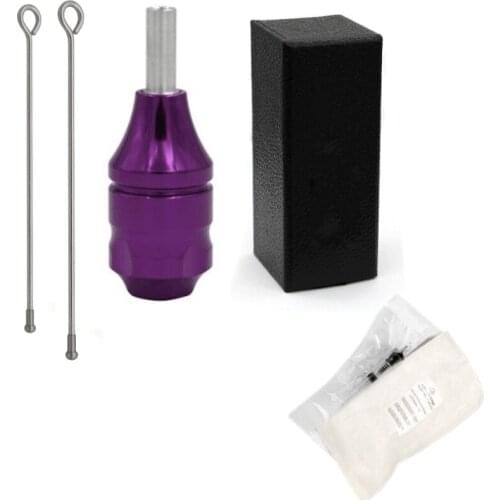 Royun 28mm Adjustable Aluminum Purple Tattoo Grip Tube 2 Pcs Replace Cartridge Needle For Hawk Tattoo Machine Kit