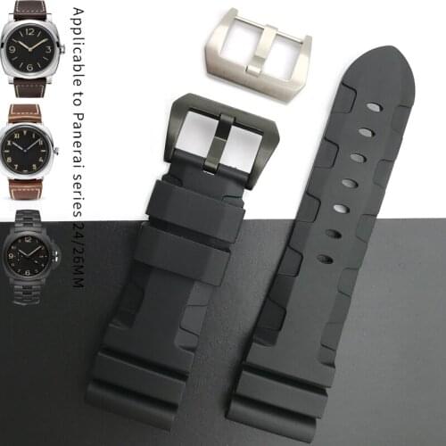 22mm 24mm 26mm High Quality army Green Black Orange Blue Red White Rubber Silicone Whatchband Watch Band For Panerai strap