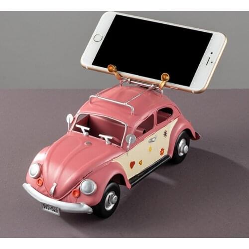 Handcrafts Metal Car Decoration Ornaments Creative Iron Mini Bus Figurines Children Birthday Gifts Bookcase Decoratios Artware