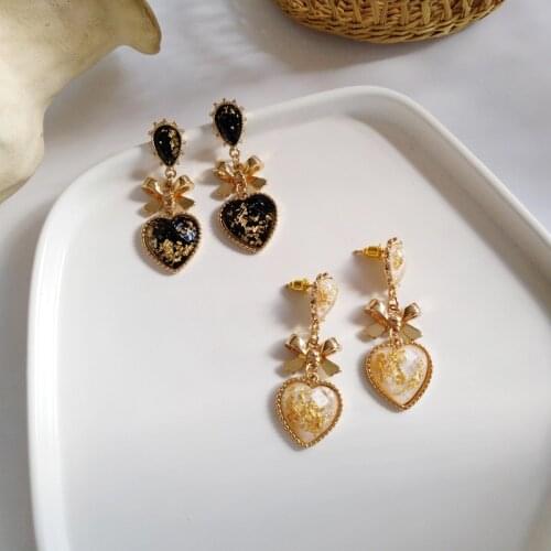 S925 needle Fashion Jewelry Drop Earrings Hot Selling Metal Bowknot Yellow Black Purple Flower Resin Dangle Earrings Party Gifts