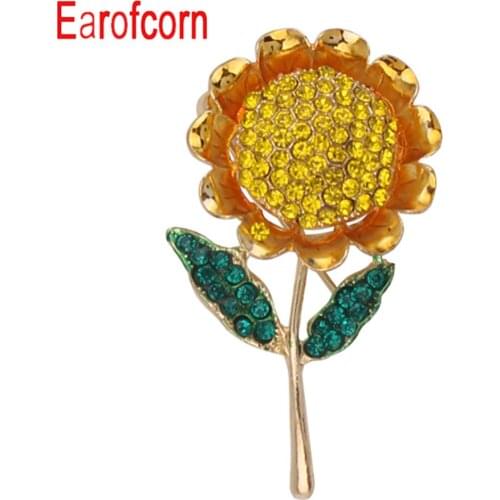 Earofcorn Fashion Jewelry Rhinestone Flowers Alloy Sunflower Elegant Brooches