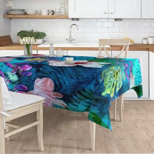 Tablecloth Living Room Kitchen colorful flower leaf pattern micro fabric cover runner pattern Free Shipping