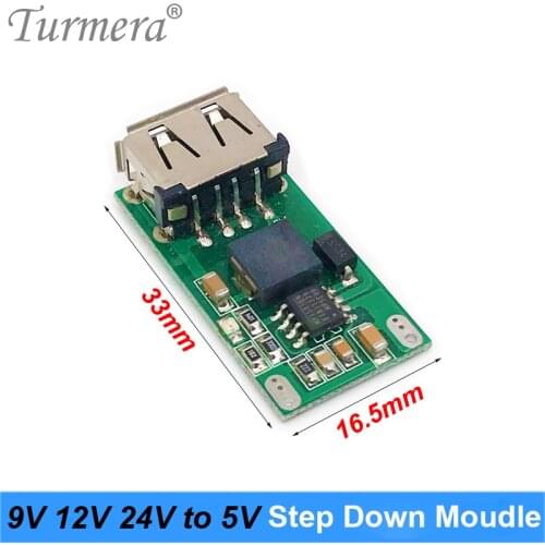 Turmera 6-24V 9V 12V 24V to 5V 3A Car USB Charger Module DC Buck Step Down Converter 5V Power Supply Module for Lithium Battery