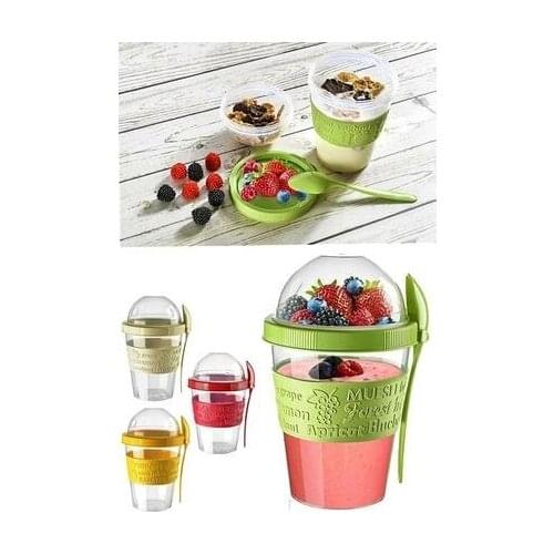 Take & Go Lid With Spoon Bath And Get Out Fruit Yogurt Container Food container Portable cup mug