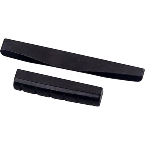 2pcs/Set Black Camel Bone Guitar Bridge Saddle and Nut for Folk Acoustic Guitar Made of Real Bone
