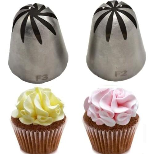 Russian Tips Pastry Large Size 2 Pcs Cream Steel Stainless Nozzle Icing Piping Set Decorating Cupcake Cakes Baking Tools