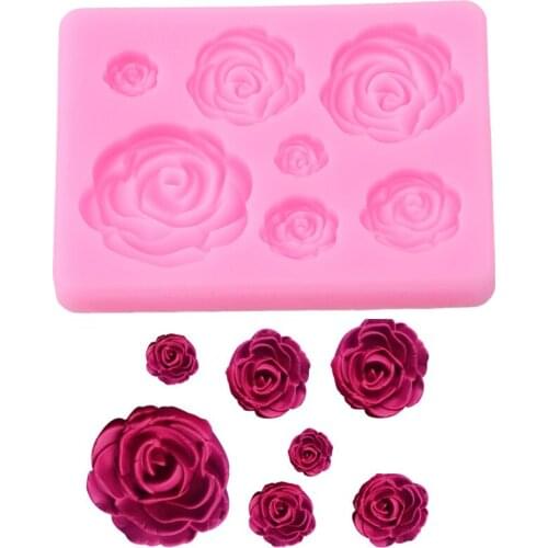 3D Rose Flower Cake Cutter Silicone Molds Cake Decorating Tools Fondant Embosser Stencil Knife Kitchen Pastry Cake Tray