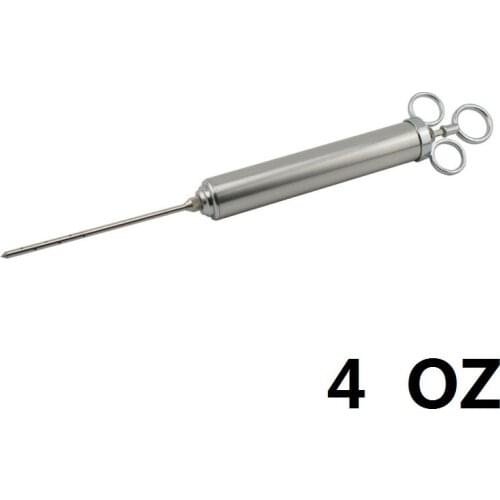 4OZ Stainless Steel Meat Marinade Flavor Injector Kit 1/2 Cup Capacity BBQ Seasoning Injector with 2 Professional Needles Brush