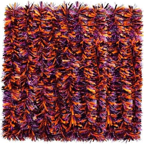 6 Pieces Halloween Tinsel Garland Black Orange and Purple Shiny Garland Metallic Hanging Decorations for Halloween Party