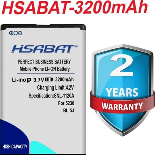HSABAT 3200mAh BL-5J Battery for Nokia Lumia 520 5800XM 5900XM 5228 5230 5232 5233 5235 5236 X6M N900