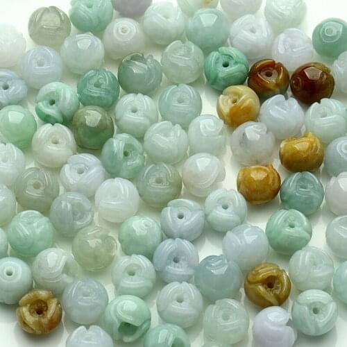Jewelry accessories wholesale DIY parts manual material of natural jade carved lotus