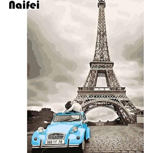 5D DIY Diamond Painting,black and white tower landscape Diamond Embroidery Cross Stitch Mosaic Diamond lovers Picture Home Decor