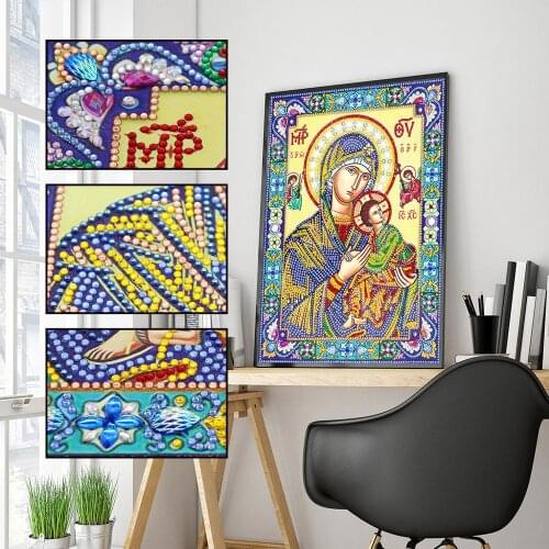5D Shaped Diamond Painting Religious Figure Portrait DIY Diamond Embroidery Kit Home Decoration Crafts Decoration