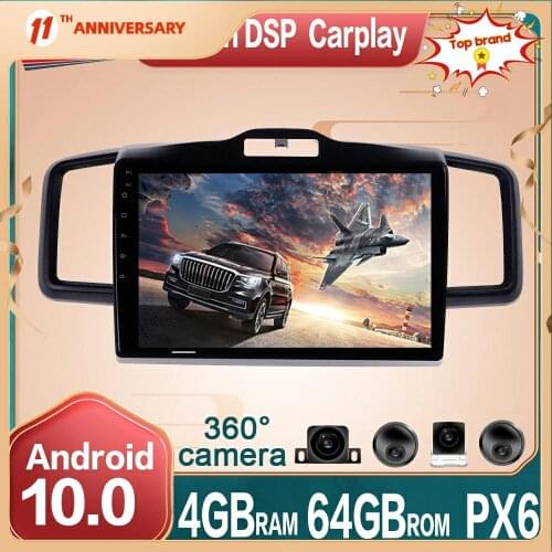 For Honda fit jazz 2008+ Android Car Multimedia Radio Player 360 Panoramic Camera PX6 4G+64GB Car GPS Navigation DVD DSP Carplay