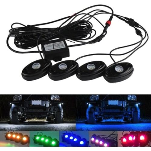 Car RGB LED Waterproof Car Lights Kit Bluetooth App Controls Lamp with 4 Pods for Trucks, Jeeps, SUV, ATV - Off Road, SoundSync
