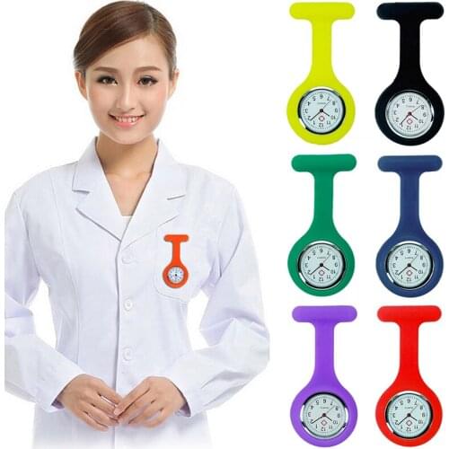 New Hospital Nurse Pocket Watch 13 Color Silicone Solid Color Clip-On Analog Digital Brooch Battery Quartz Watch Decor Accessory