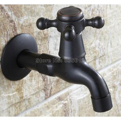 Black Oil Rubbed Bronze Wall Mounted Cross Handle Mop Pool Faucet / Laundry Sink Cold Water Tap Wav113