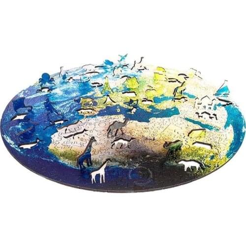 Moon Earth DIY Wooden Puzzle Assembling Difficult Jigsaw Party Game Parent-child Interactive Toys Educational Gifts