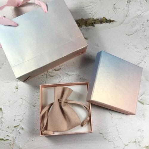 Customized Box Pouch Small Paper Gift Box, Luxury Hard Paper Drawer Jewellery Box With Pouch