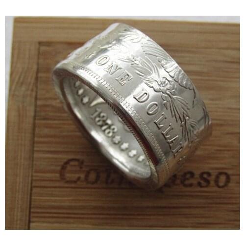 Pure Silver US 1878 Morgan Dollar Coin Ring Very Shiny Handcrafted US Size 8-16 Custommized Date