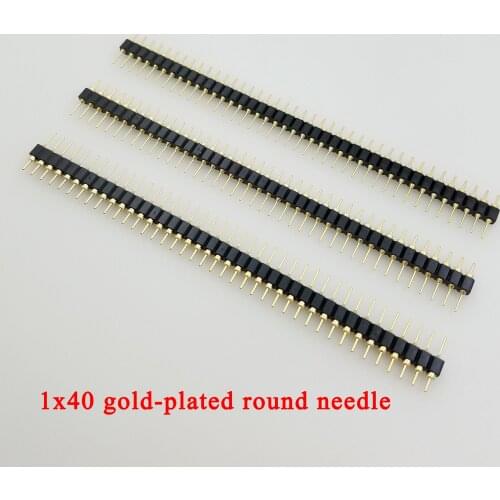 5pcs 40 Pin Connector Header Round Needle 1x40 Golden Pin Single Row Male 2.54mm Breakable Pin Connector Strip 1*40