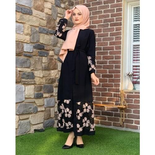 Donsignet Muslim Cardigan Women Muslim Robe Digital Printing Dress Arab Abaya Turkey Muslim Fashion Abaya Dubai Long Dresses